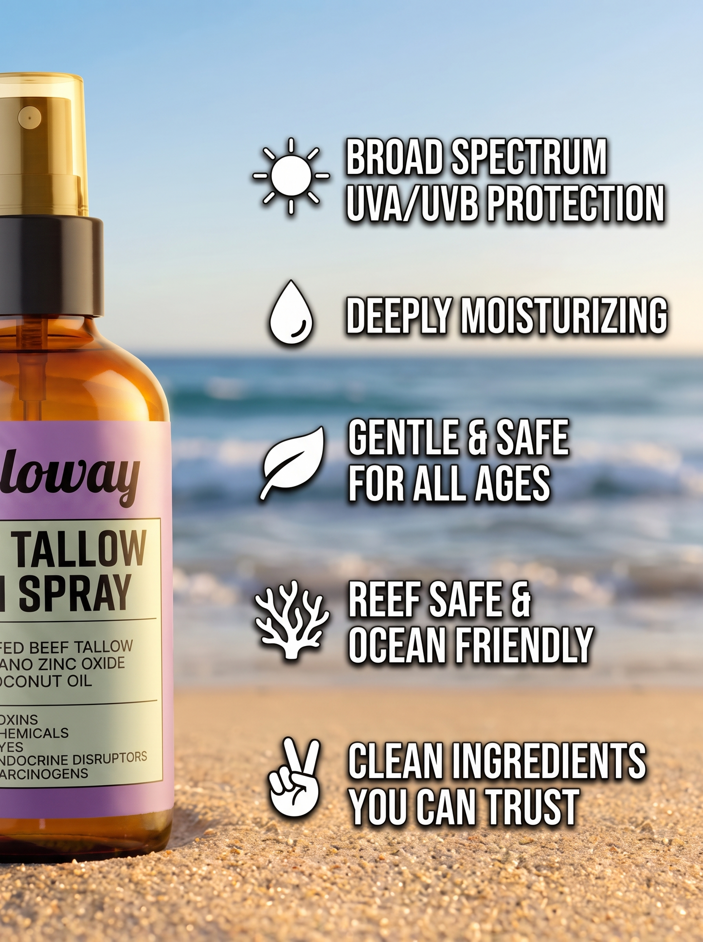 Beef Tallow Mineral Sun Spray